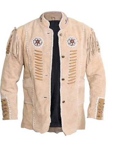 Men Western Genuine Cowhide Leather Moto Jacket