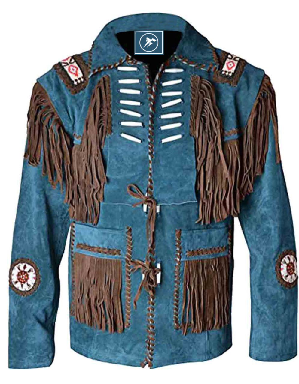Men's Western Suede Jacket, Blue Cowboy Fringe Suede Jacket