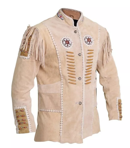 Men Western Genuine Cowhide Leather Moto Jacket