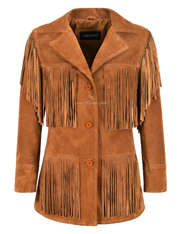 Women Western Fringes Leather Jacket