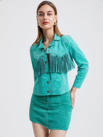 Women’s Turquoise Suede Jacket