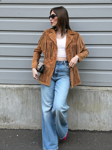 Women Western Fringes Leather Jacket