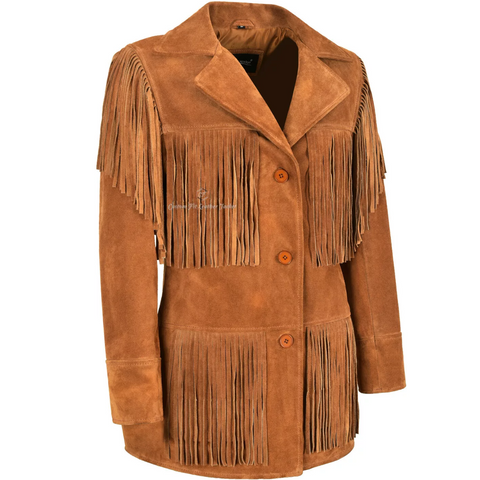 Women Western Fringes Leather Jacket
