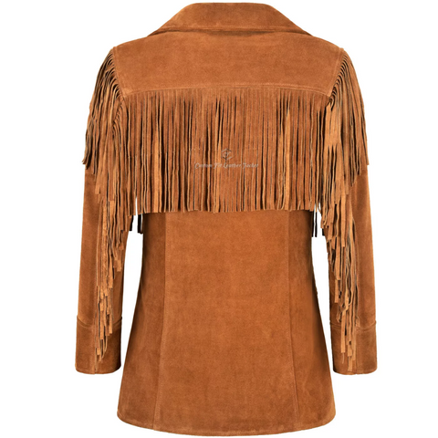 Women Western Fringes Leather Jacket