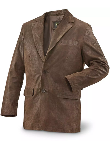 Leather Mens Western Lambskin Blazer Chocolate