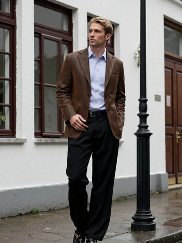 Leather Mens Western Lambskin Blazer Chocolate